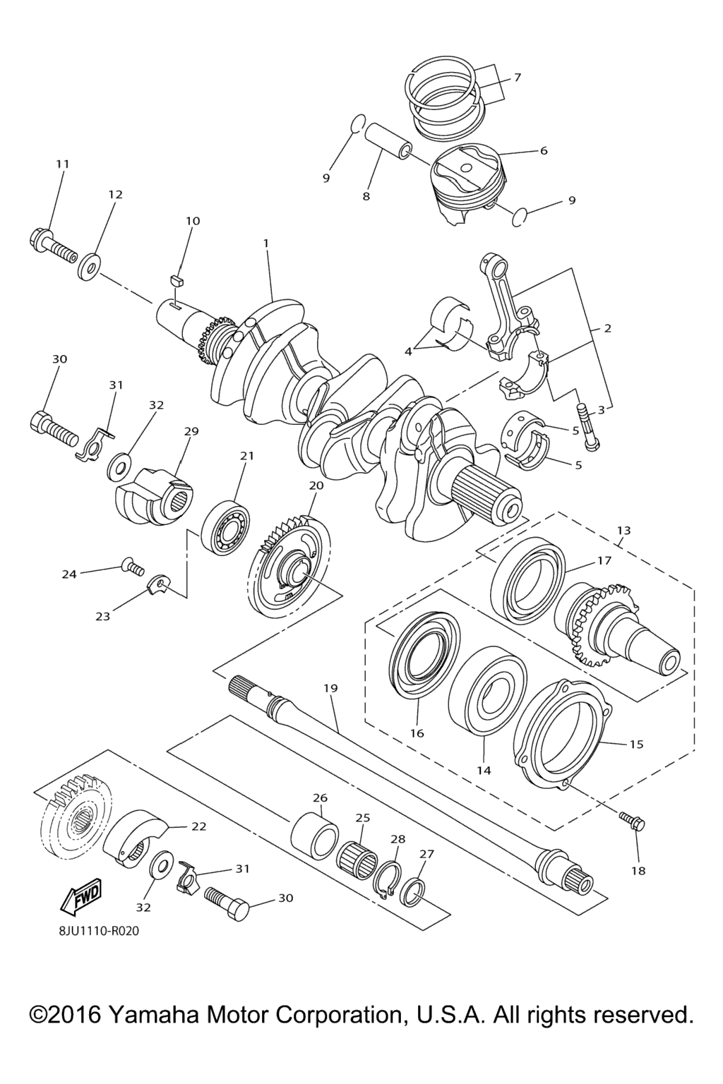 Схема узла Коленчатый Вал Поршень
