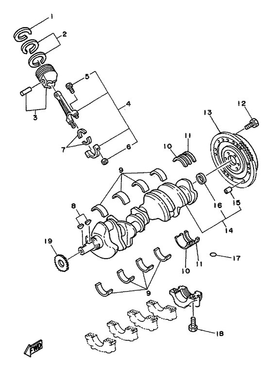 Схема узла Crank. Piston Для Yamaha V8 - 7.4