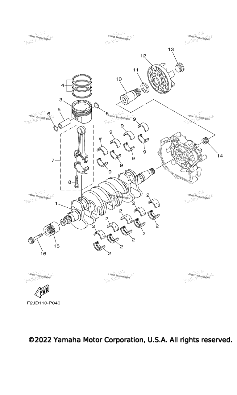 Схема узла Коленчатые Валы И Поршни