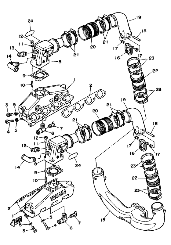 Схема узла Выхлопная Система Для Yamaha V8 - 7.4
