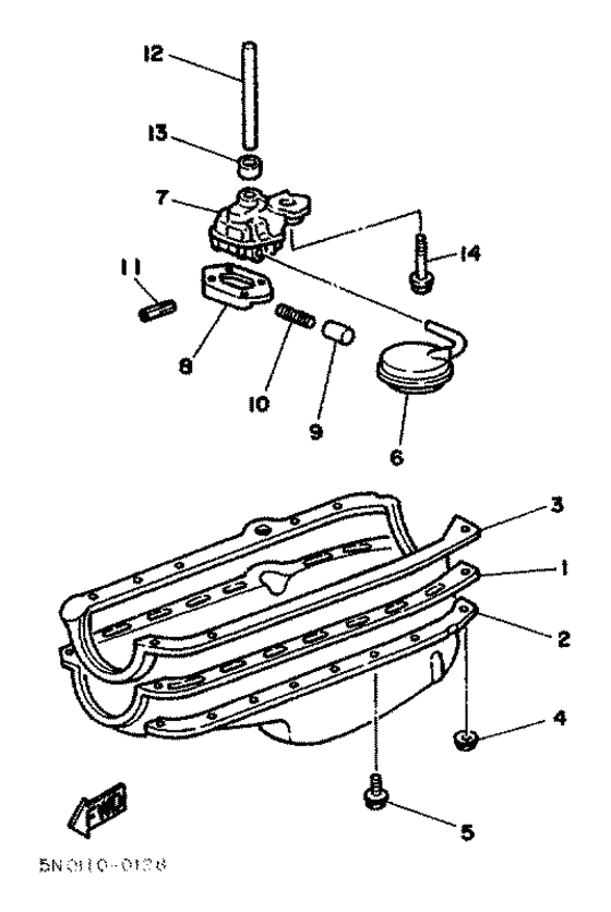 Схема узла Oil Pan. Oil Pump Для Yamaha V8 5.7