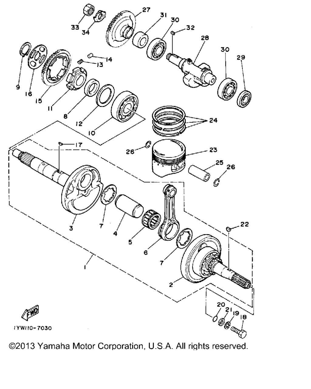 Схема узла Кривошипно-Шатунный Механизм