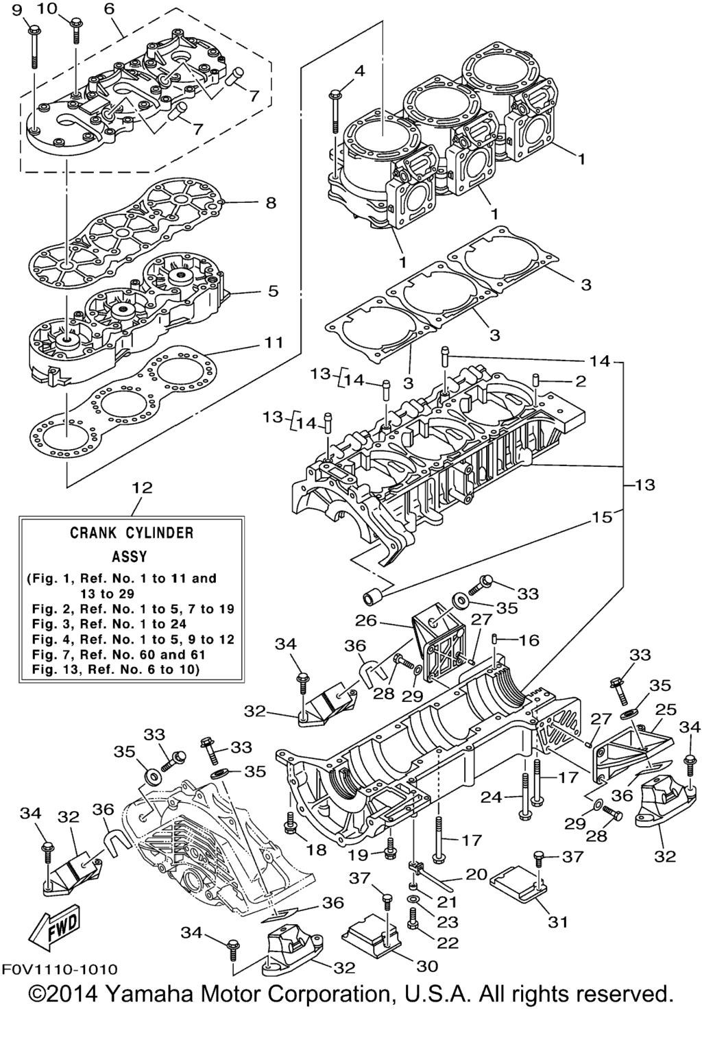 Схема узла Cylinder. Crankcase 1