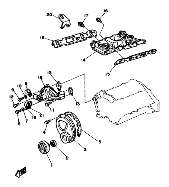 Схема узла Intake Manifold. Front Cover Для Yamaha V6 4.3 Yems
