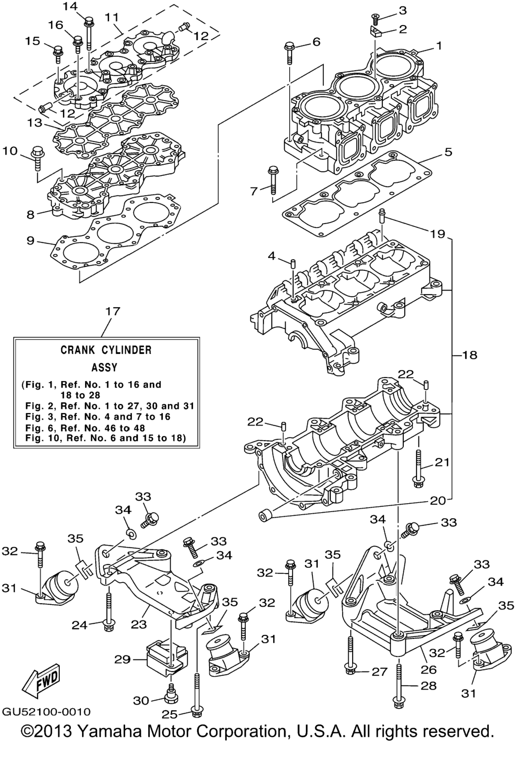 Схема узла Cylinder. Crankcase