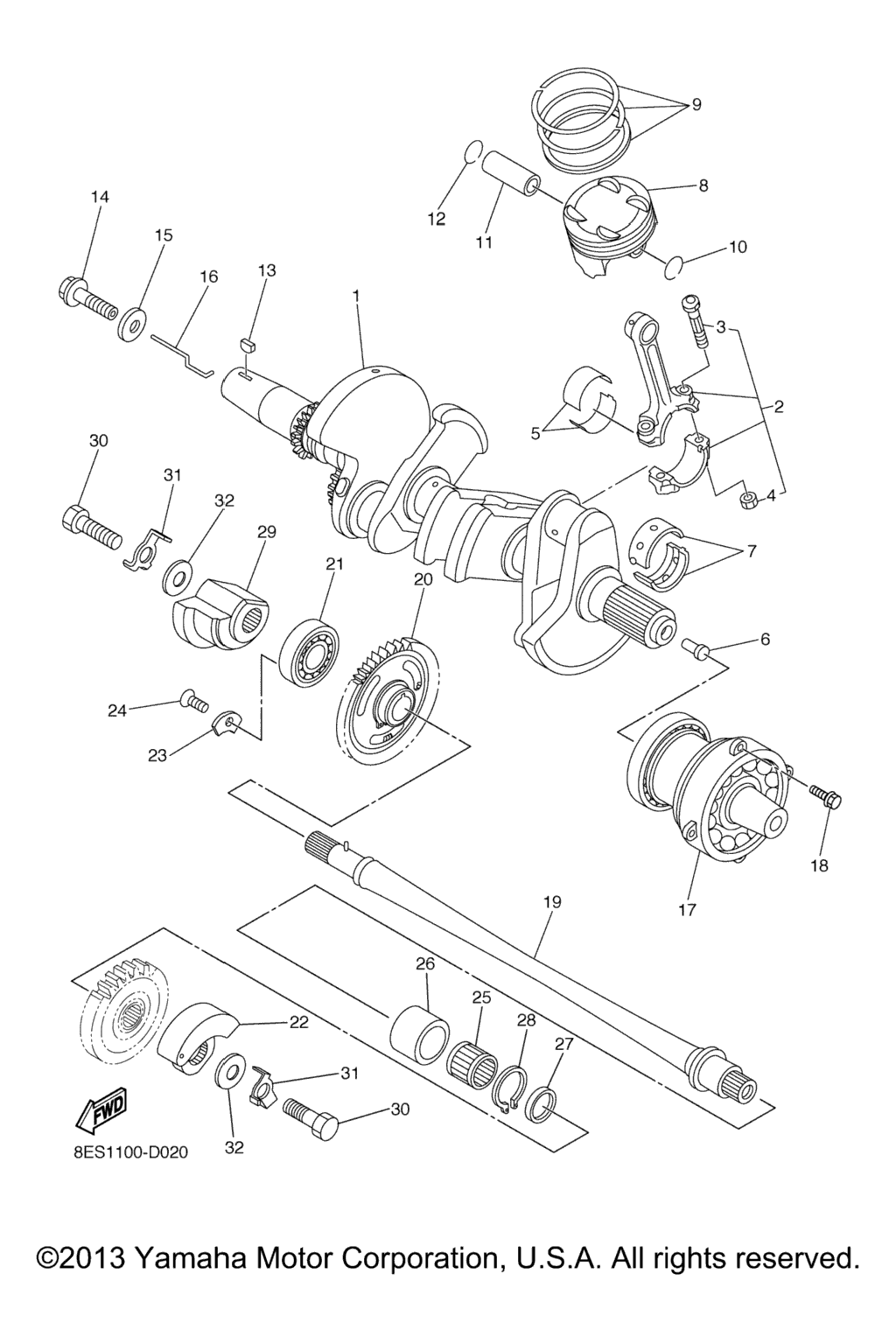 Схема узла Коленчатый Вал Поршень