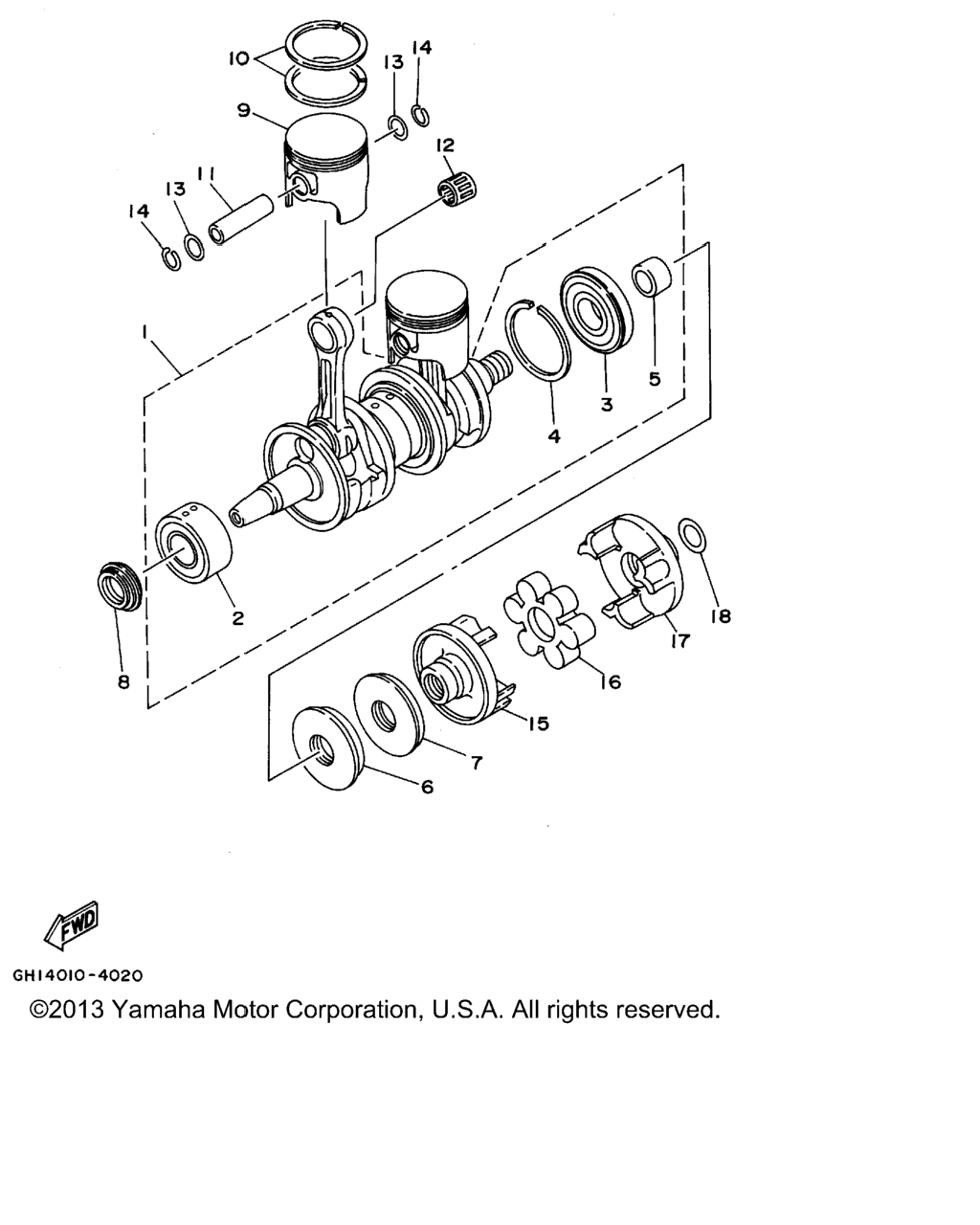 Схема узла Коленвал - Поршень