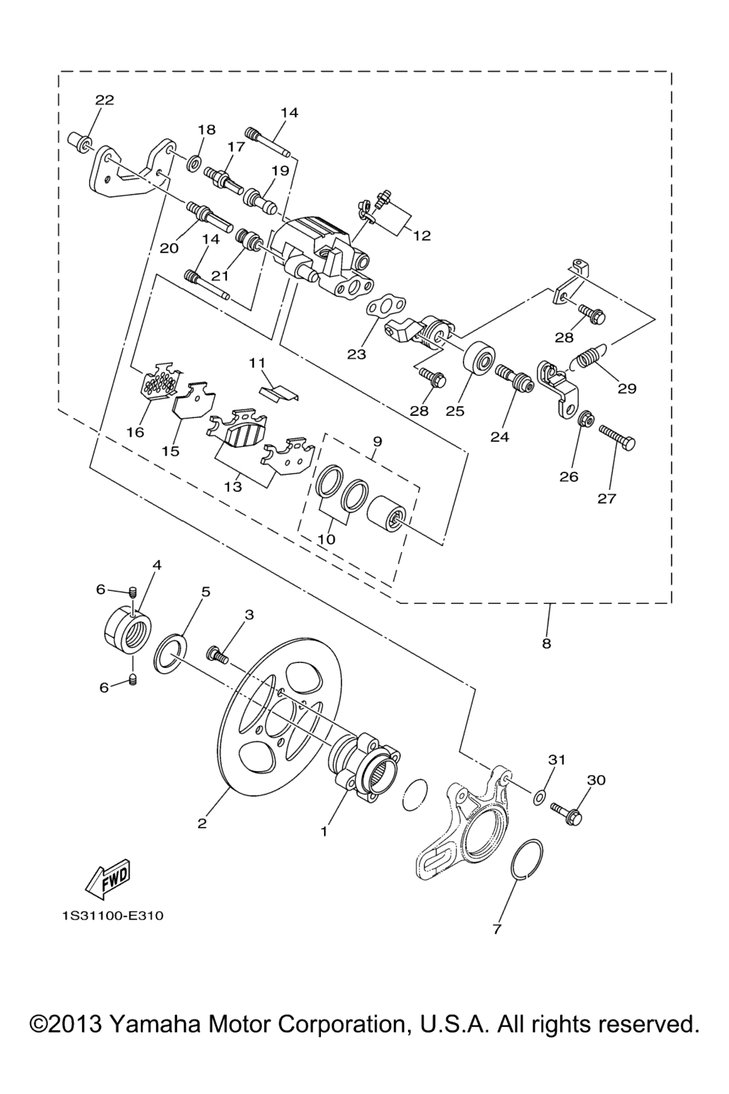 Схема узла Задний Тормозной Суппорт