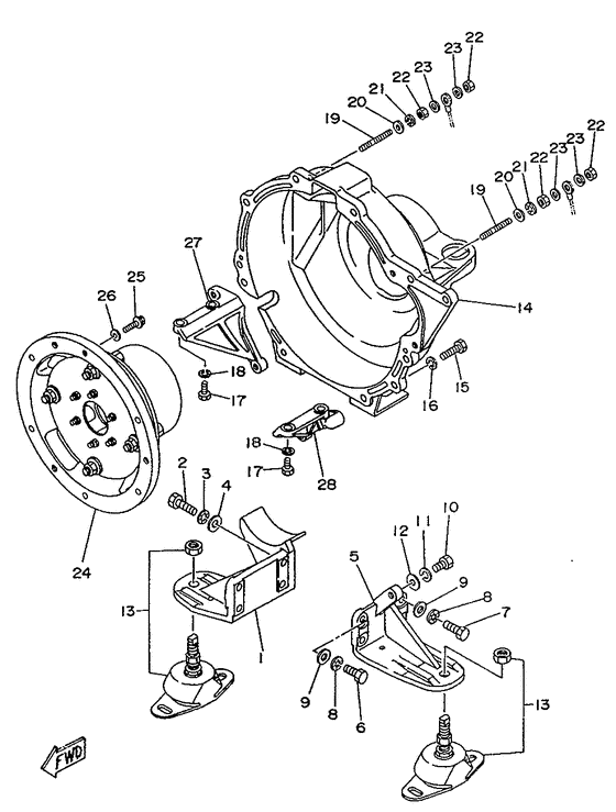 Схема узла Flywheel Housing. Mounting Для Yamaha Me420Sti