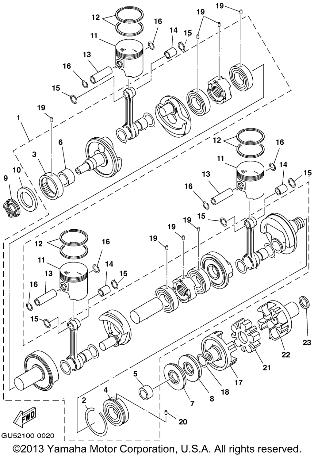Схема узла Crankshaft. Piston