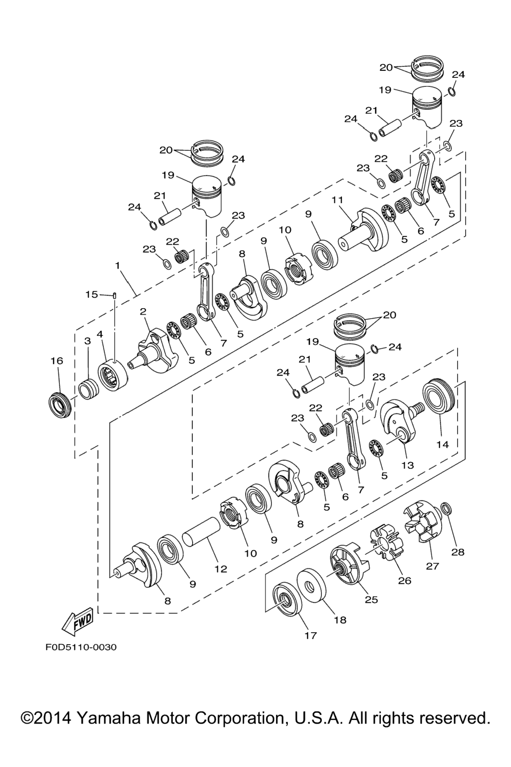 Схема узла Crankshaft. Piston