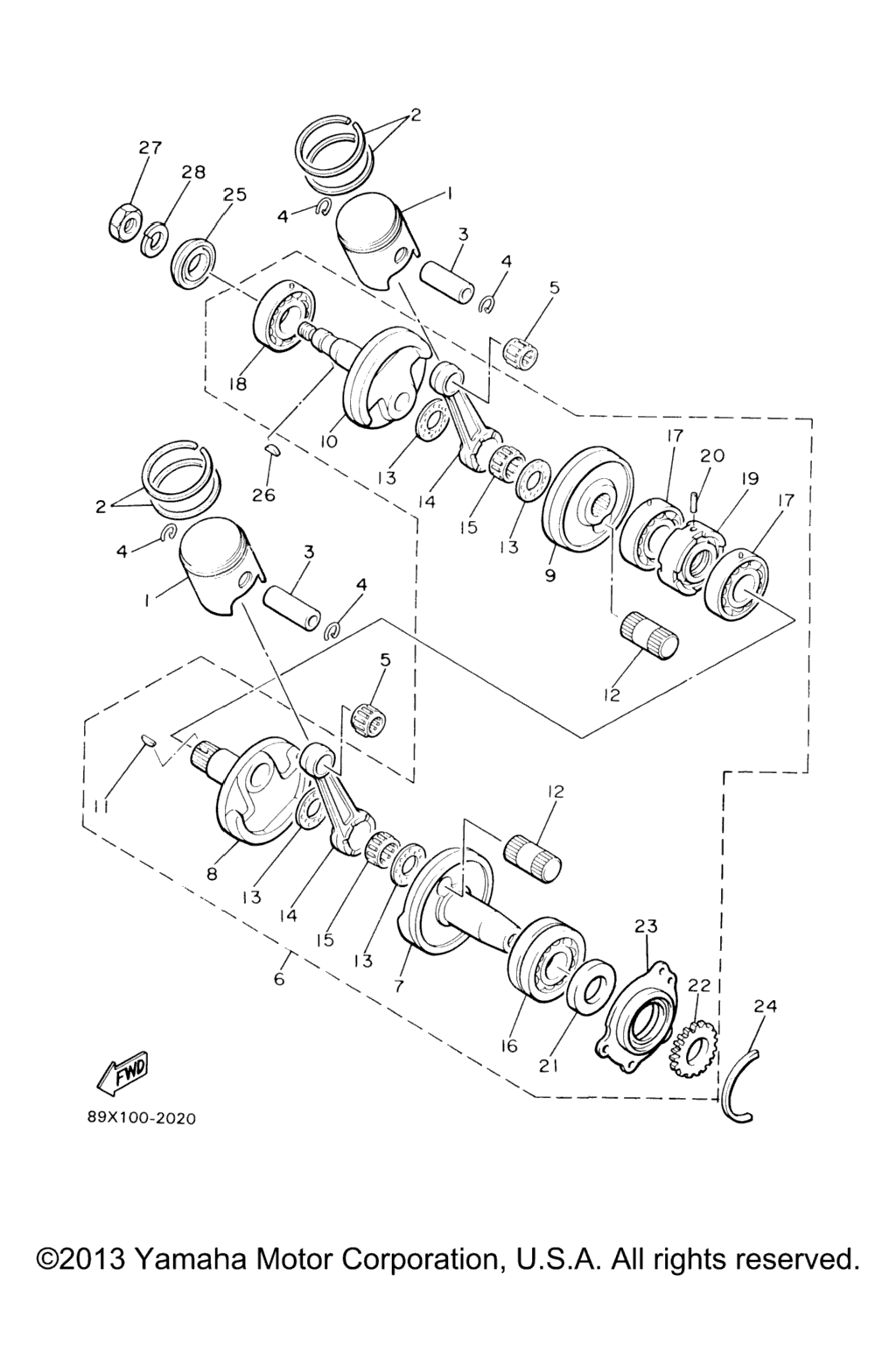 Схема узла Crankshaft. Piston