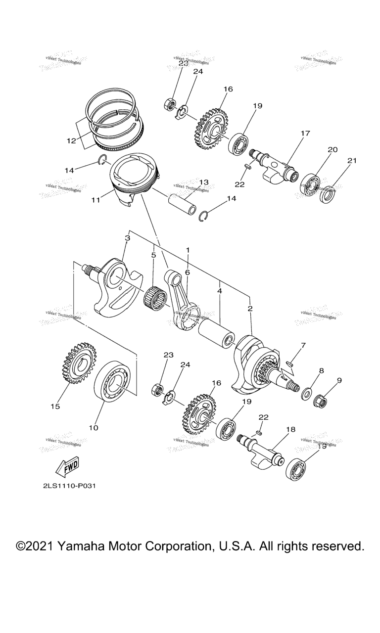 Схема узла Коленчатый Вал Поршень