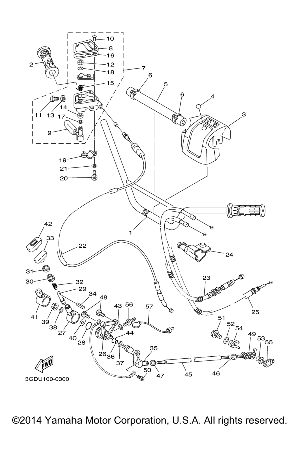 Схема узла Steering Handle. Cable