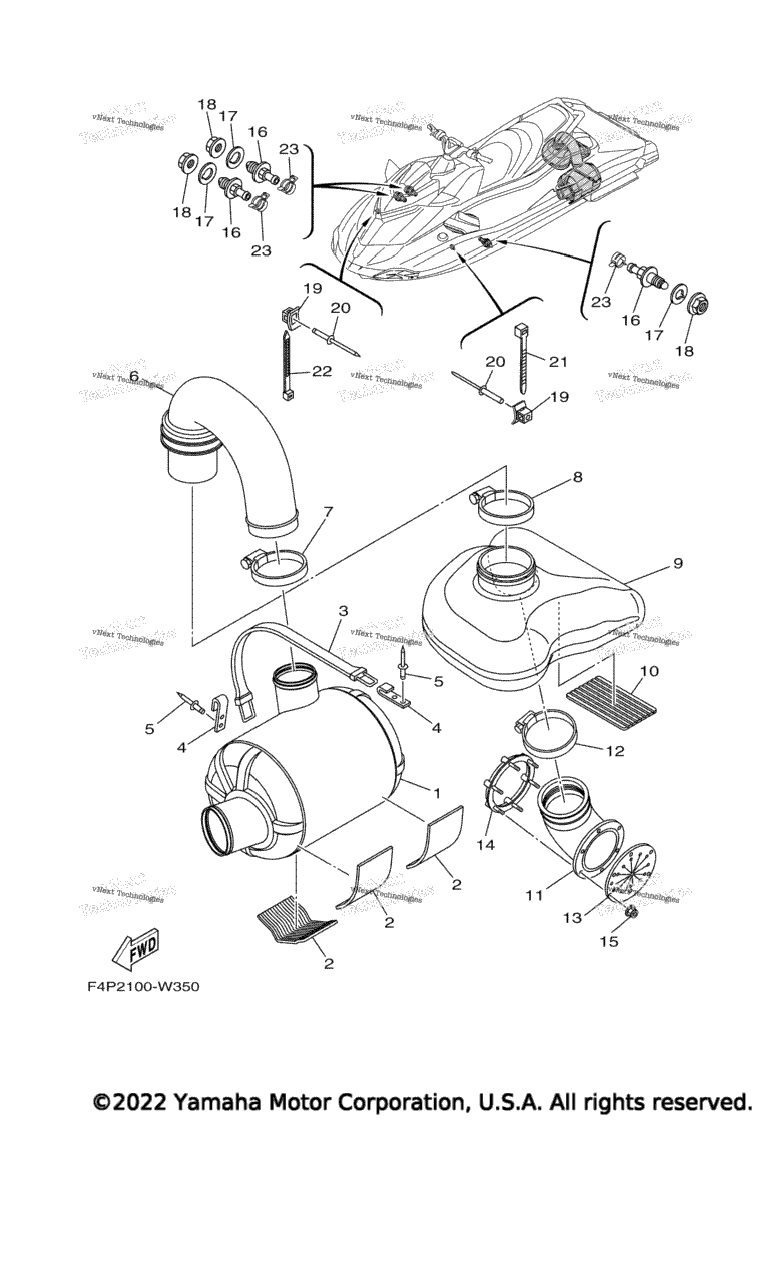 Схема узла Выхлопные Трубы 3
