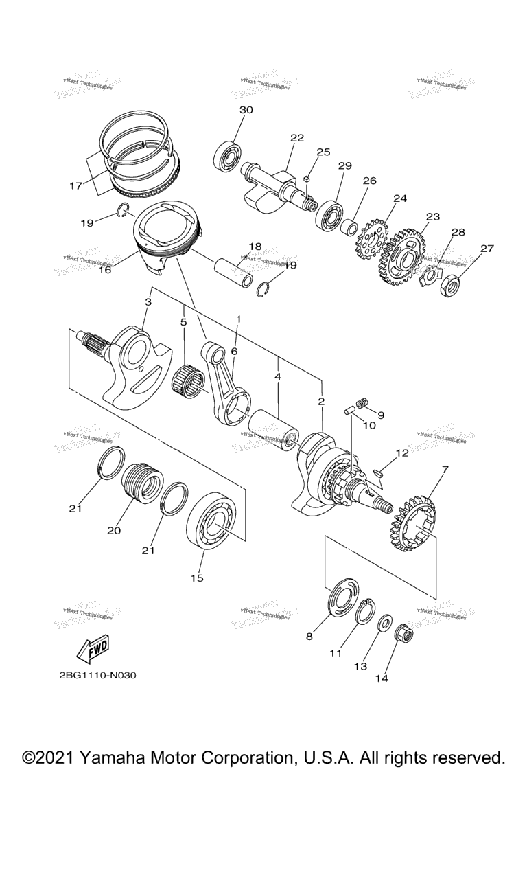Схема узла Коленчатые Валы И Поршни
