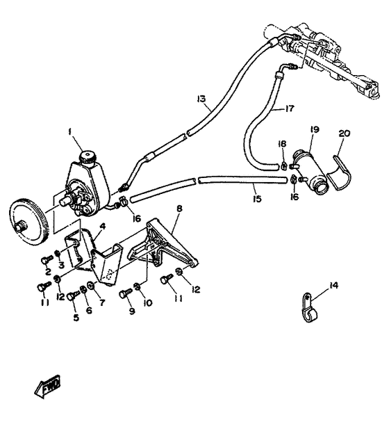 Схема узла Power Steering Pump. Oil Coole Для Yamaha V8 - 7.4