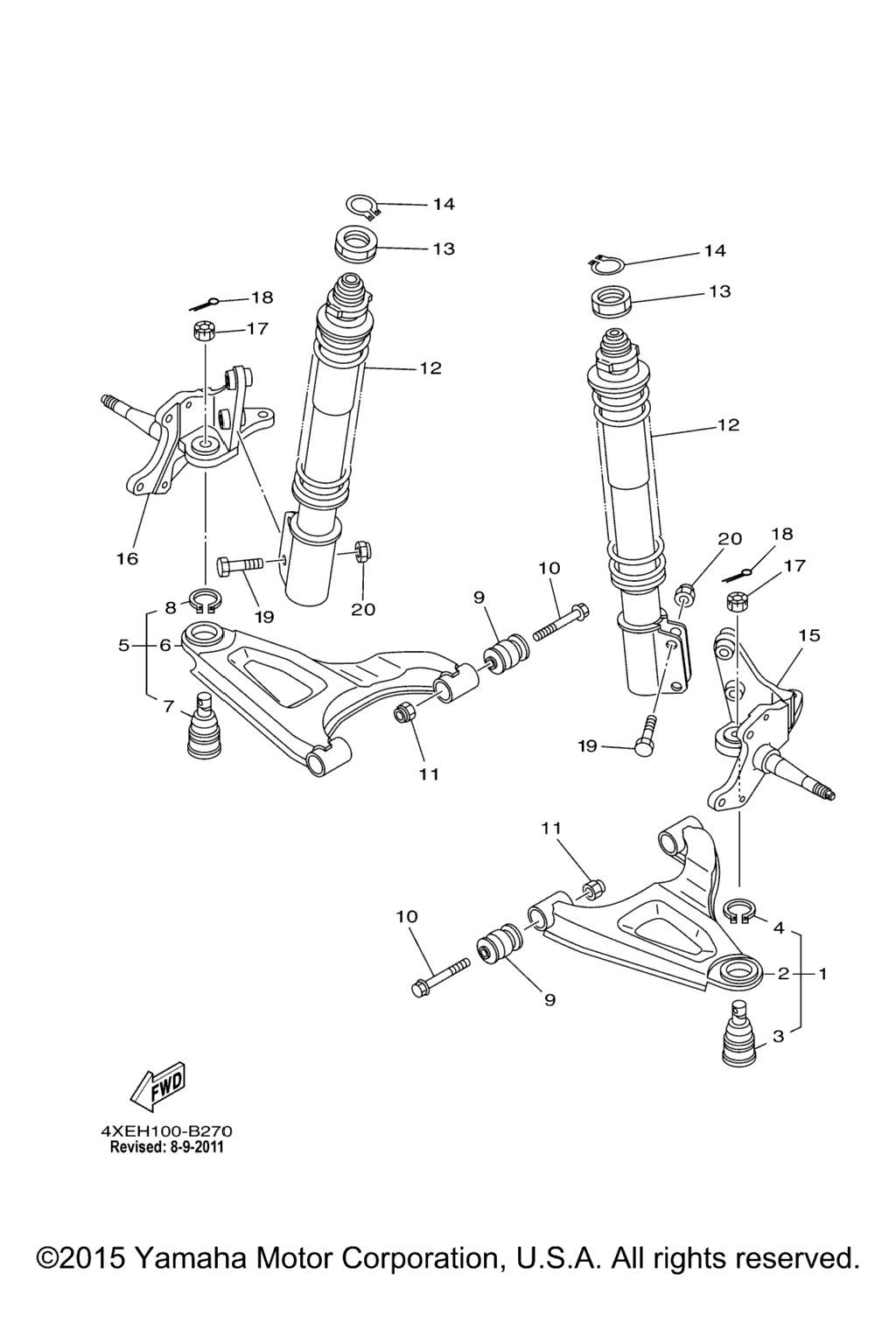 Схема узла Передняяsuspension Wheel