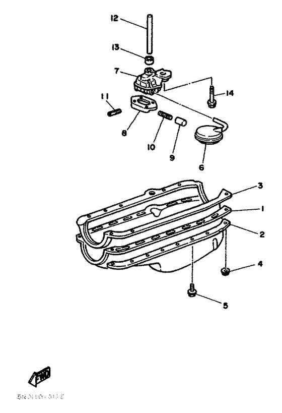 Схема узла Oil Pan. Oil Pump Для Yamaha V8 5.0 Yems