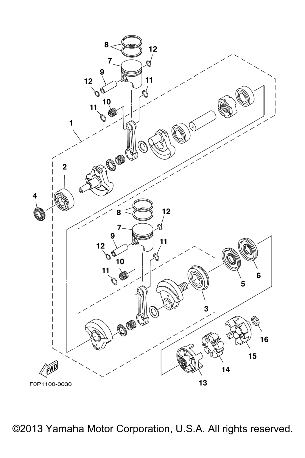 Схема узла Crankshaft. Piston