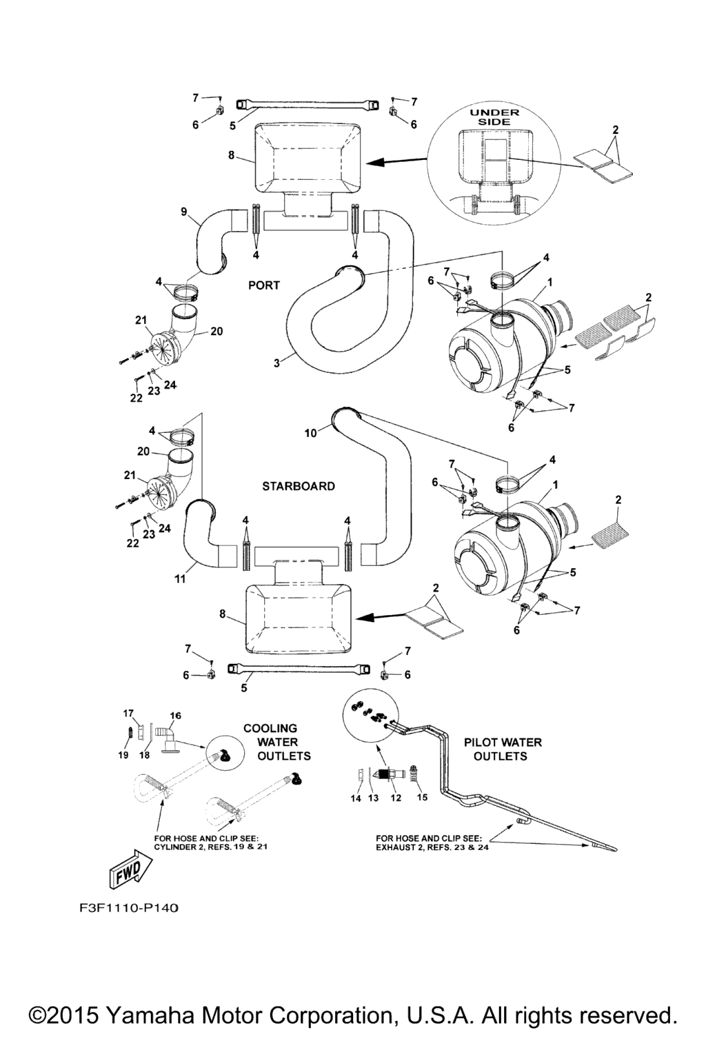 Схема узла Выхлопные Трубы 3