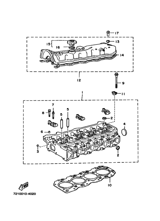 Схема узла Головка Цилиндра (Md220/D220) Для Yamaha D220