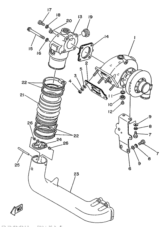 Схема узла Exhaust 2 Для Yamaha Me420Sti