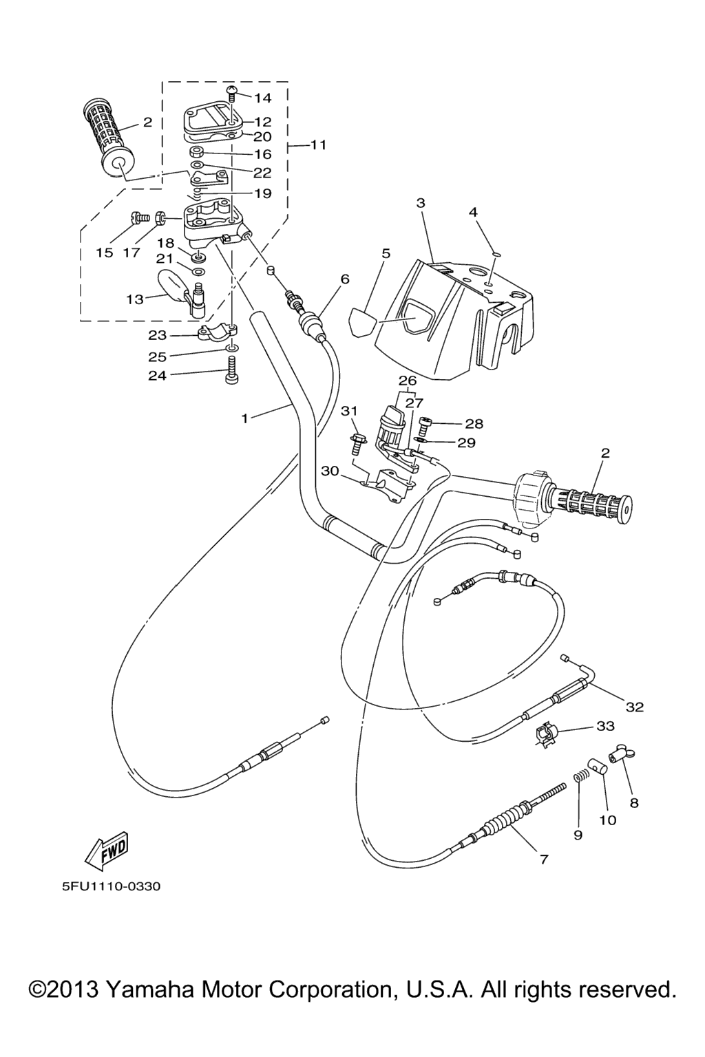 Схема узла Steering Handle. Cable