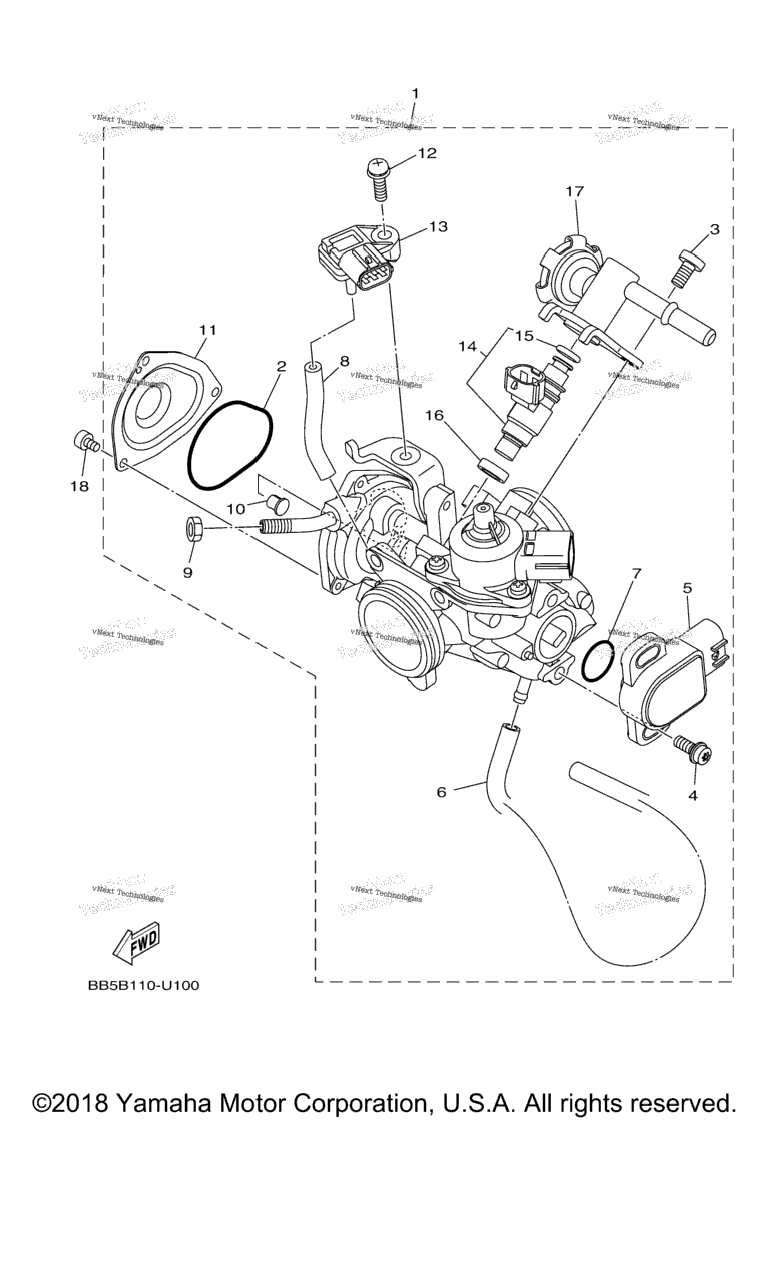 Схема узла Сборка Дроссельной Заслонки 1