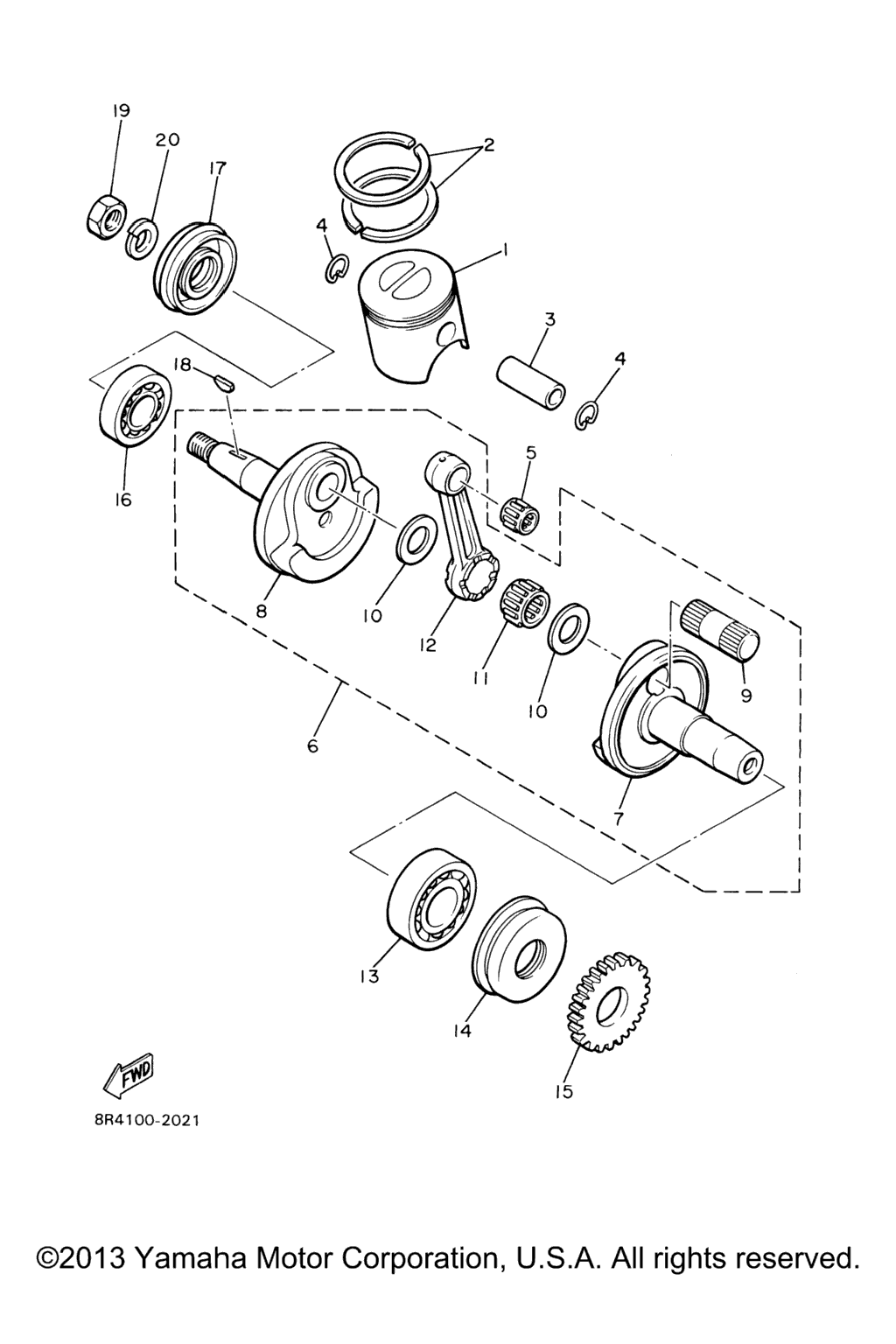 Схема узла Crankshaft. Piston