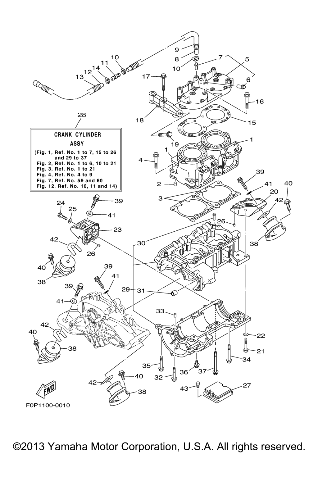 Схема узла Cylinder. Crankcase 1