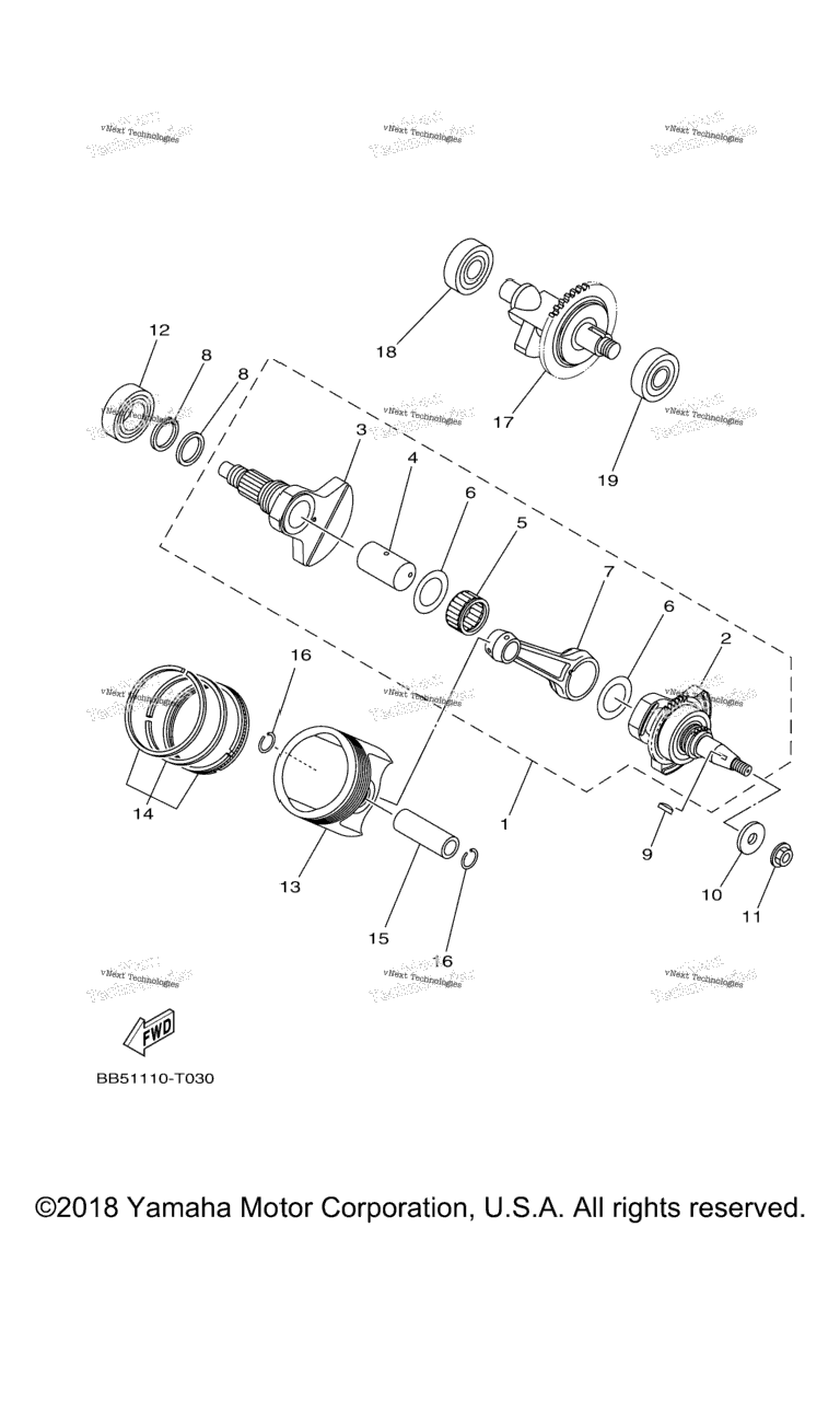 Схема узла Коленчатый Вал Поршень
