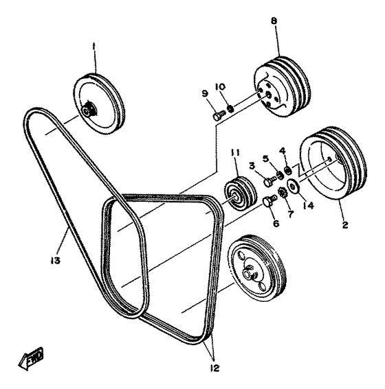 Схема узла Belts-Pulleys Для Yamaha V8 5.8