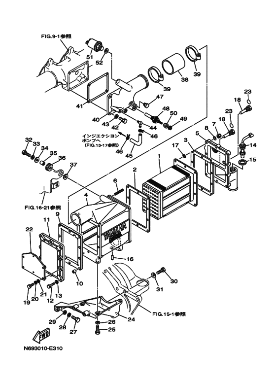 Схема узла Air Cooler Element Comp Для Yamaha Sx372Ks