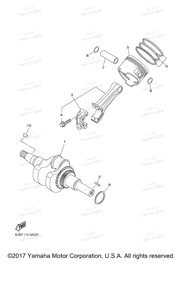 Схема узла Коленчатый Вал Поршень