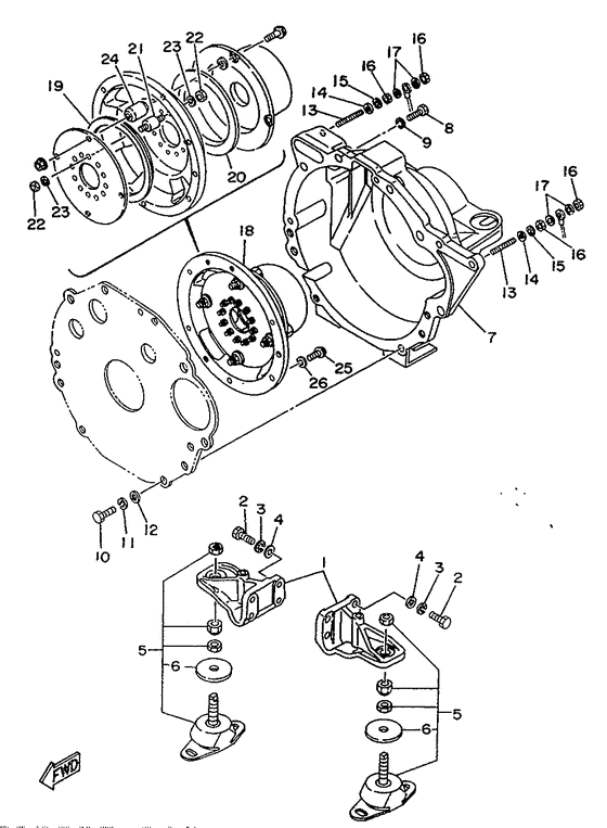 Схема узла Flywheel Housing. Mounting Для Yamaha Me370Sti