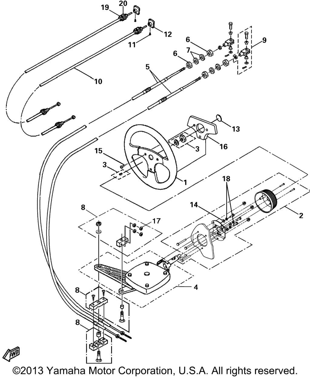 Схема узла Рулевые Тросы
