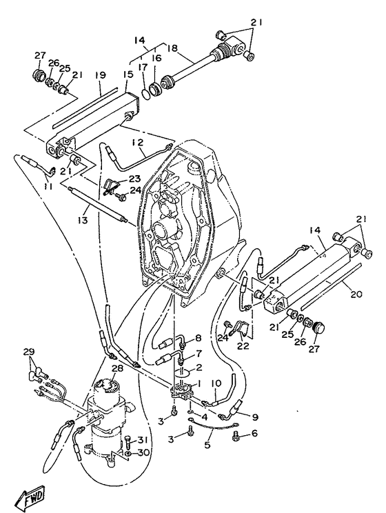 Схема узла Tilt Cylinder Для Yamaha Me370/420 (Int)