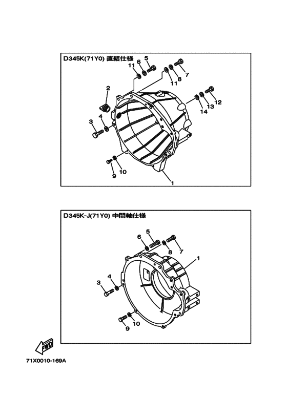 Схема узла Кожух Маховика Для Yamaha D345K-J