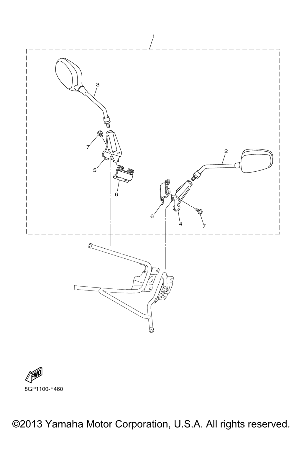 Схема узла Запасное Заднее Зеркало
