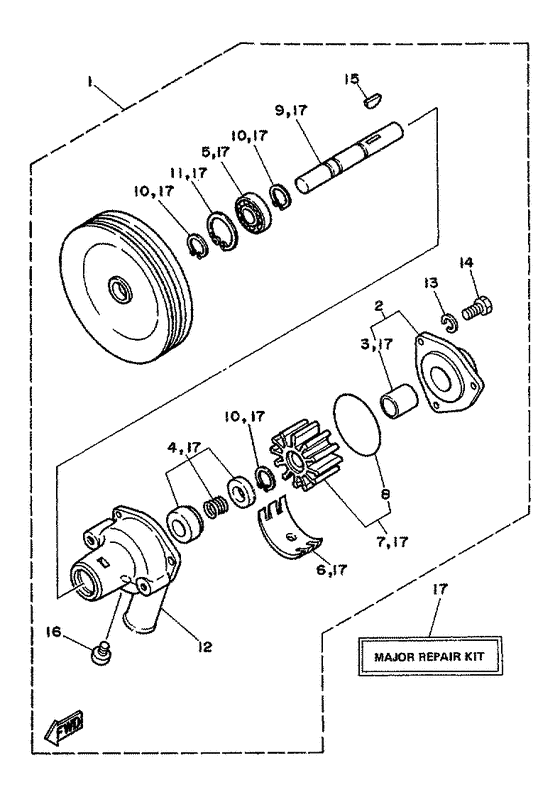 Схема узла Raw Water Pump Assy Для Yamaha V6 4.3 Yems