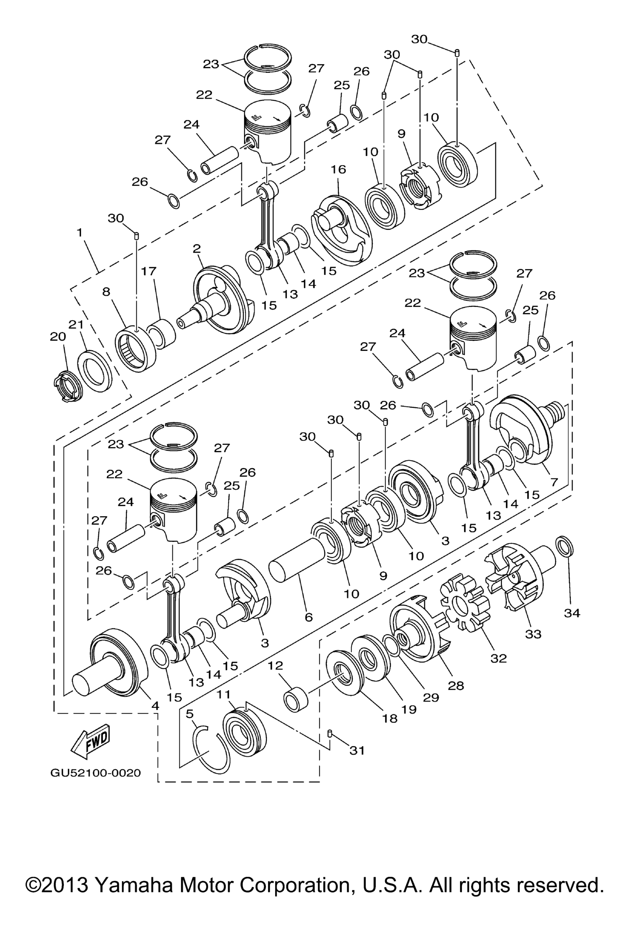 Схема узла Crankshaft. Piston
