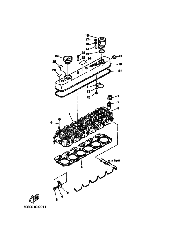 Схема узла Головка Цилиндра И Сопутствующие Детали Для Yamaha Md40