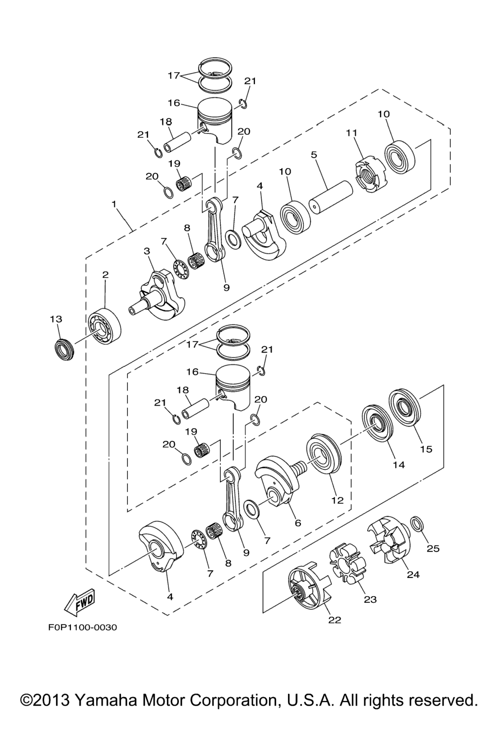 Схема узла Crankshaft. Piston