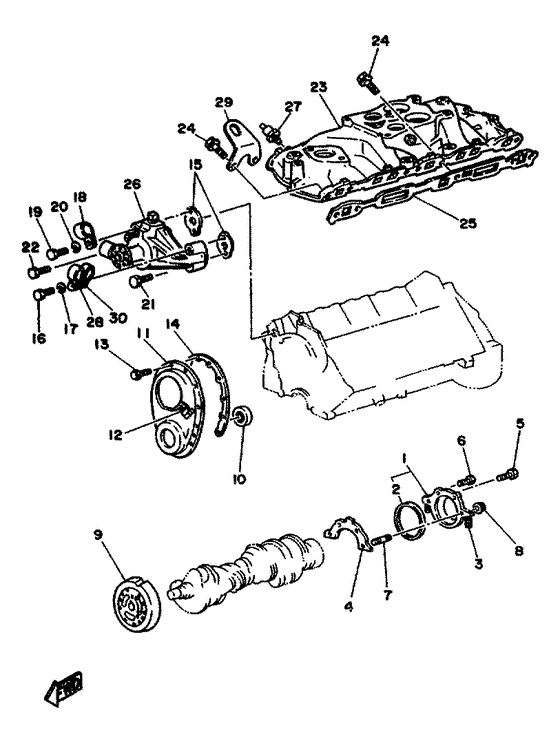 Схема узла Intake Manifold. Front Cover Для Yamaha V8 5.0 Yems