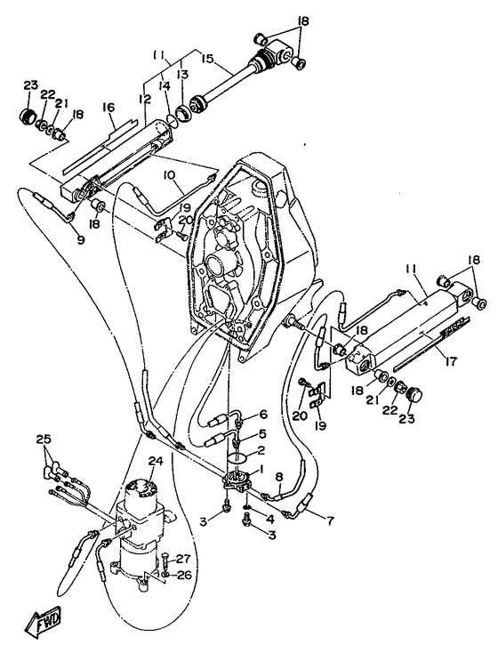 Схема узла Tilt Cylinder Для Yamaha L4/V6/V8 (Int)