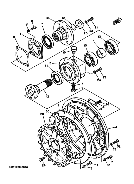 Схема узла Кожух Маховика (Hv100-3) Для Yamaha V629Kuh