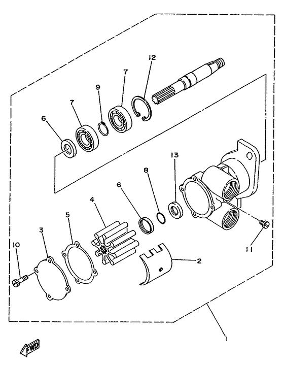 Схема узла Sea Water Pump Sub -Assy Для Yamaha Me370Sti