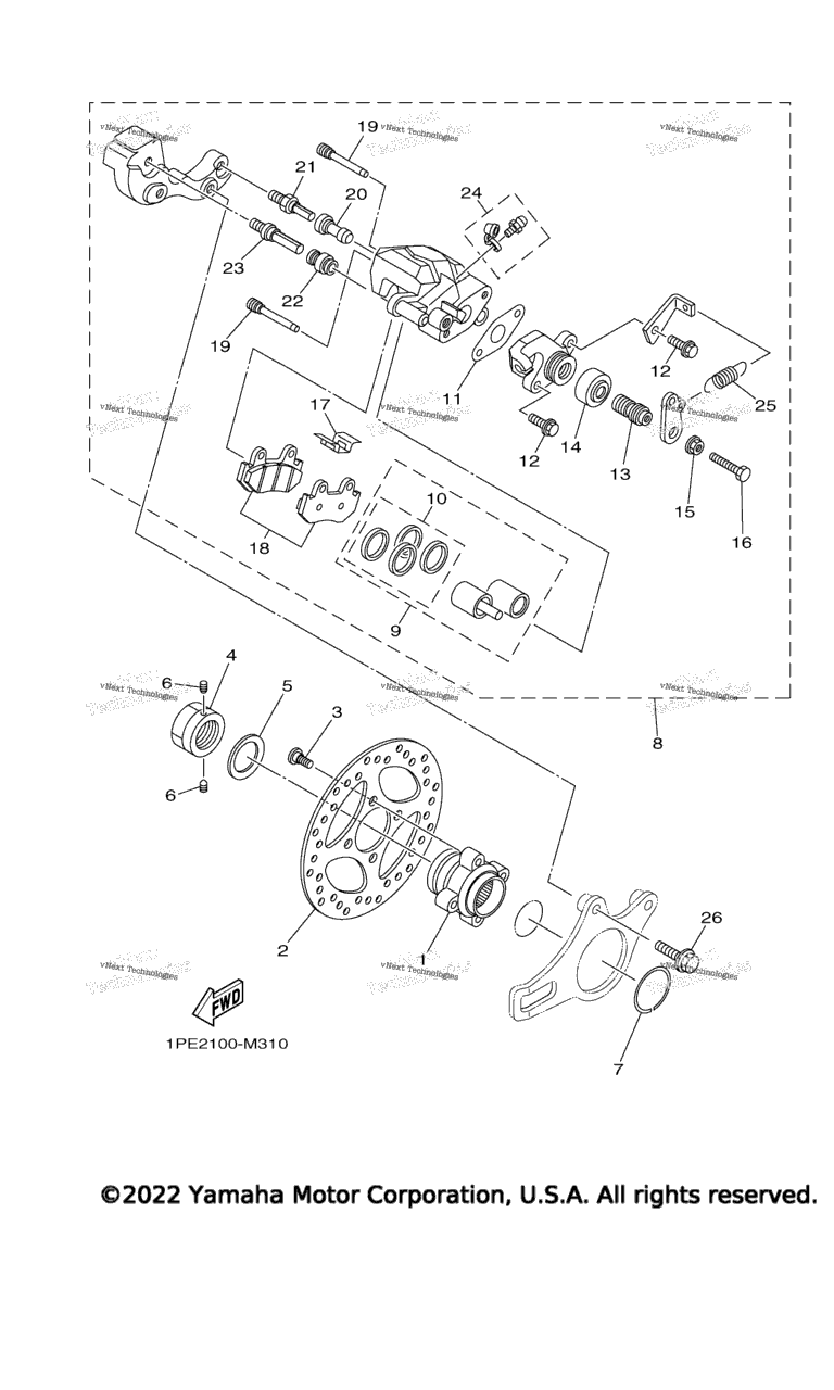 Схема узла Задний Тормозной Суппорт