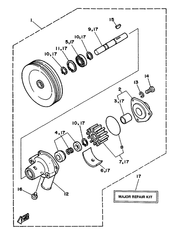 Схема узла Raw Water Pump Assy Для Yamaha V8 5.8